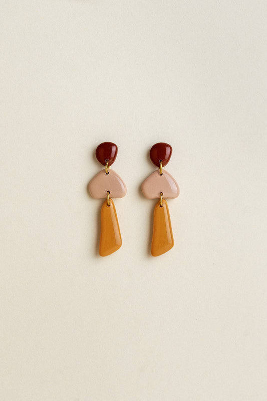 Earrings Luna - Burgundy / Blush /  Marigold