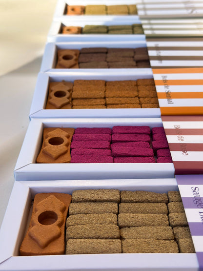 Natural incense bricks and burner: Sandalwood