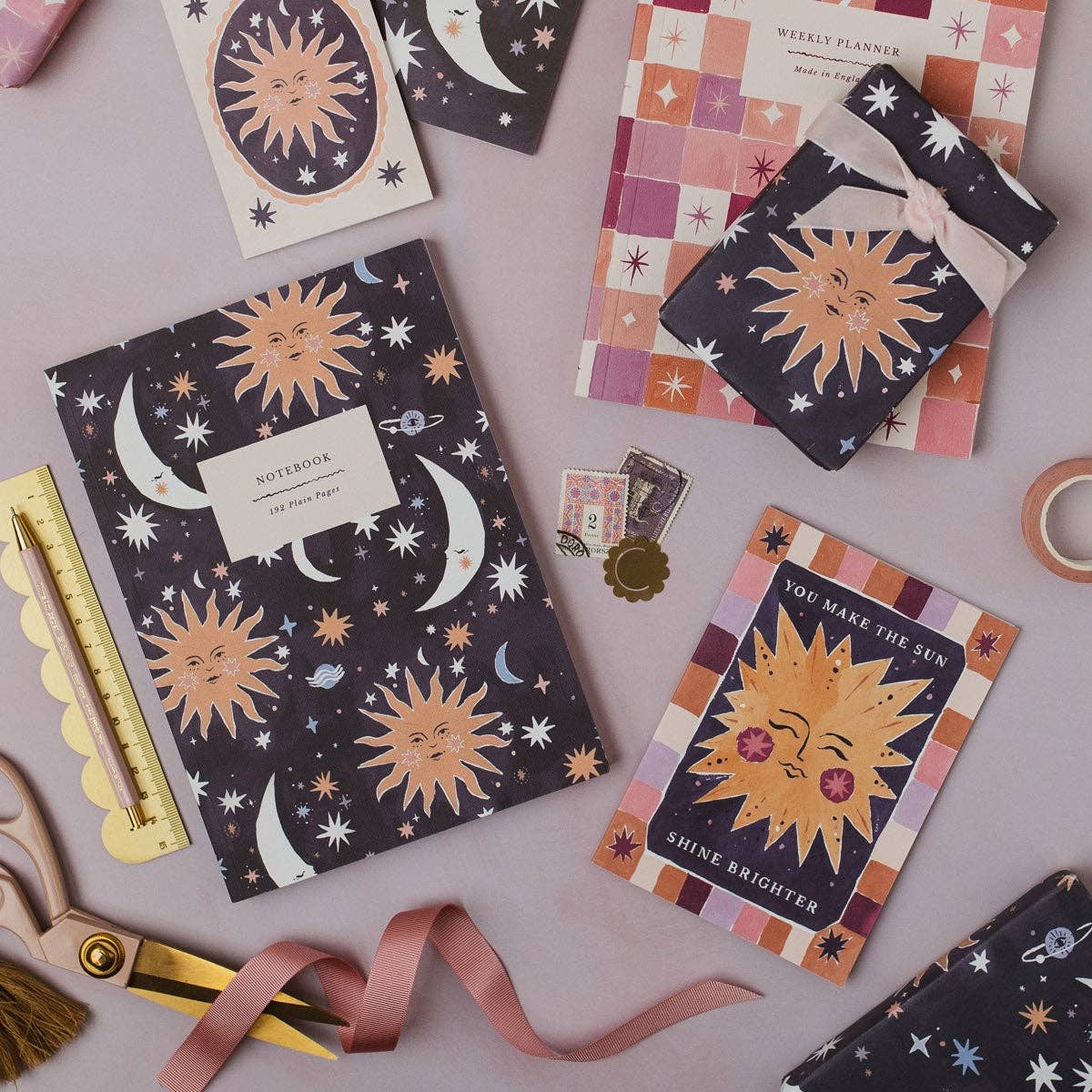 Sun And Moon Notebook | Plain Page Journal | Blank Notebooks