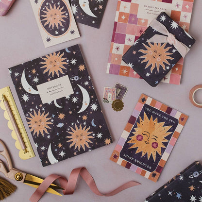 Sun And Moon Notebook | Plain Page Journal | Blank Notebooks