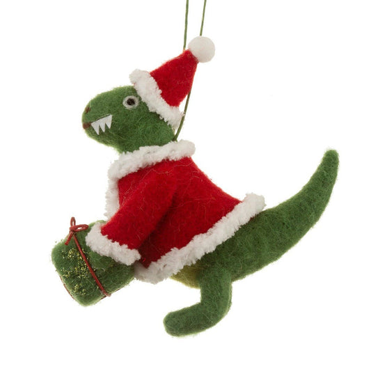 Santasaurus Dinosaur Felt Hanging Decoration