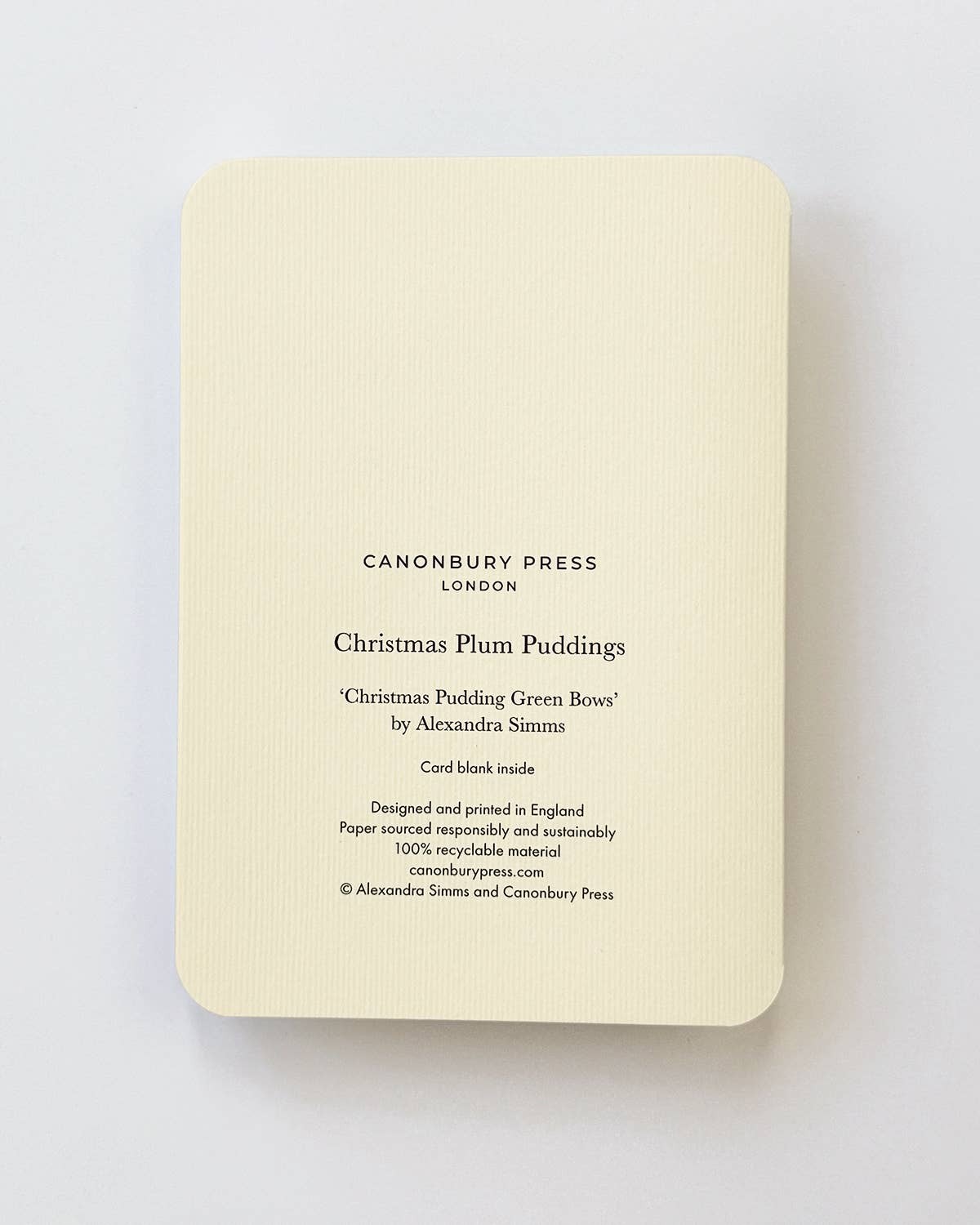 Christmas Plum Pudding Green Bows Greeting Card