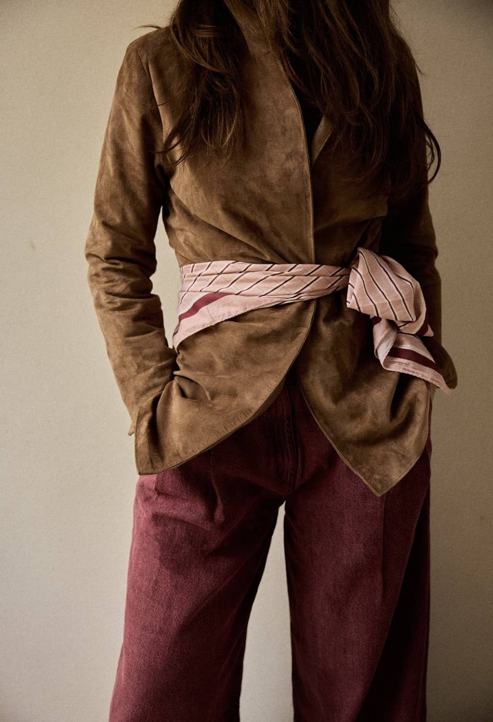 Vermilion Stripes Cotton Voile Scarf: RAYURES VERMILLON