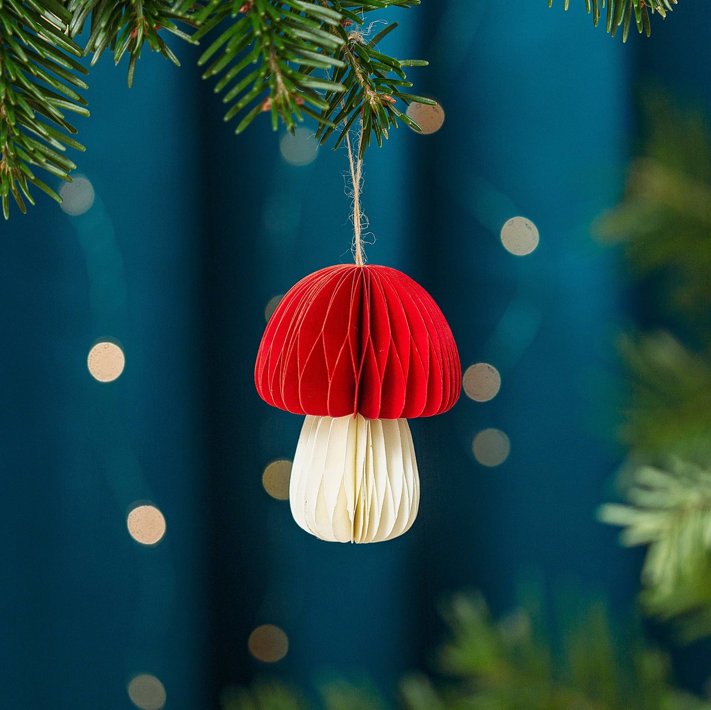 Deep Red Honeycomb Mushroom Paper Hanging Decoration