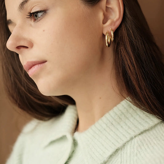 Chunky Hoop Earrings – Large – Silver & Gold-Plated Silver