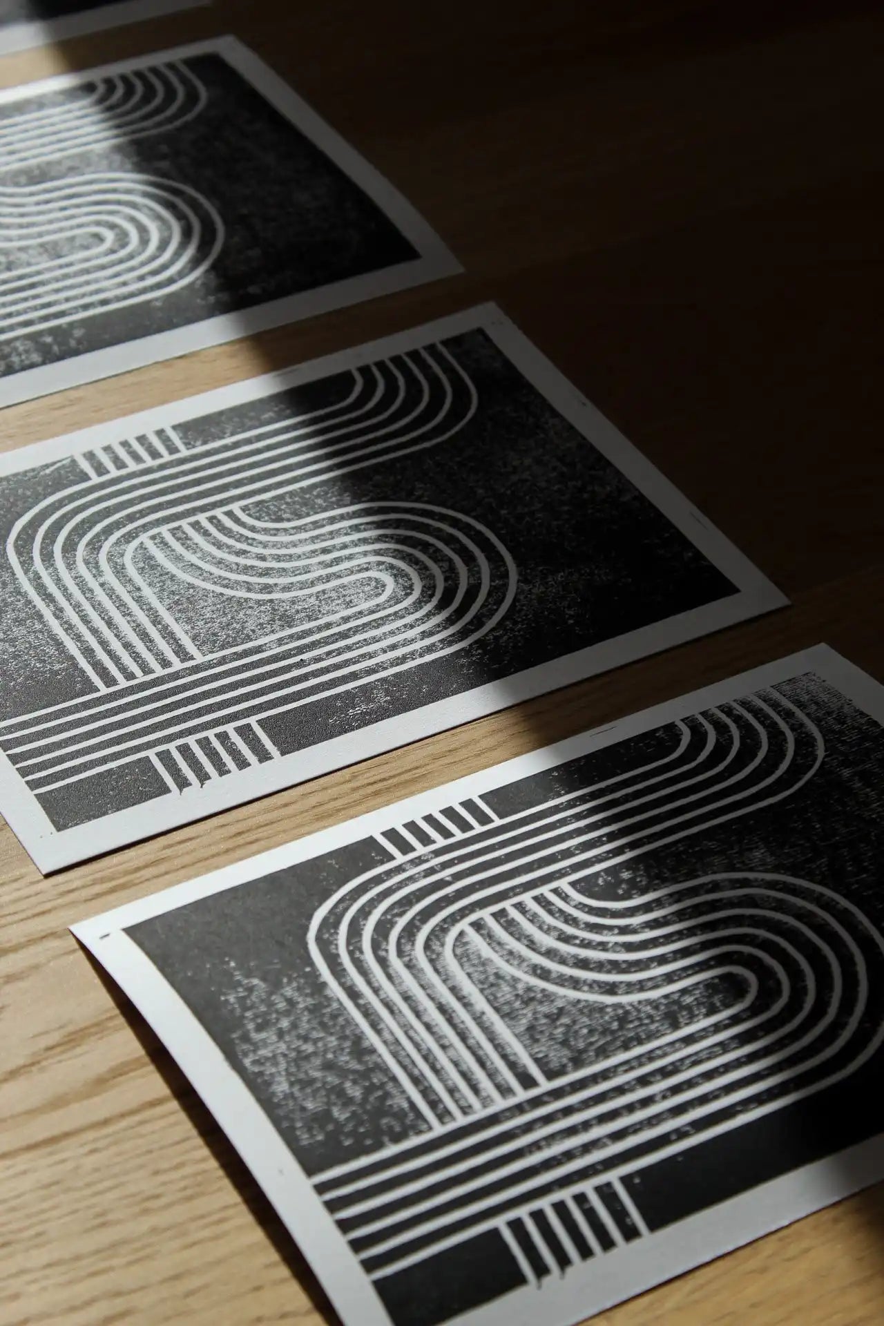 Geometric Print: Lines – Lino Cut Print – A5