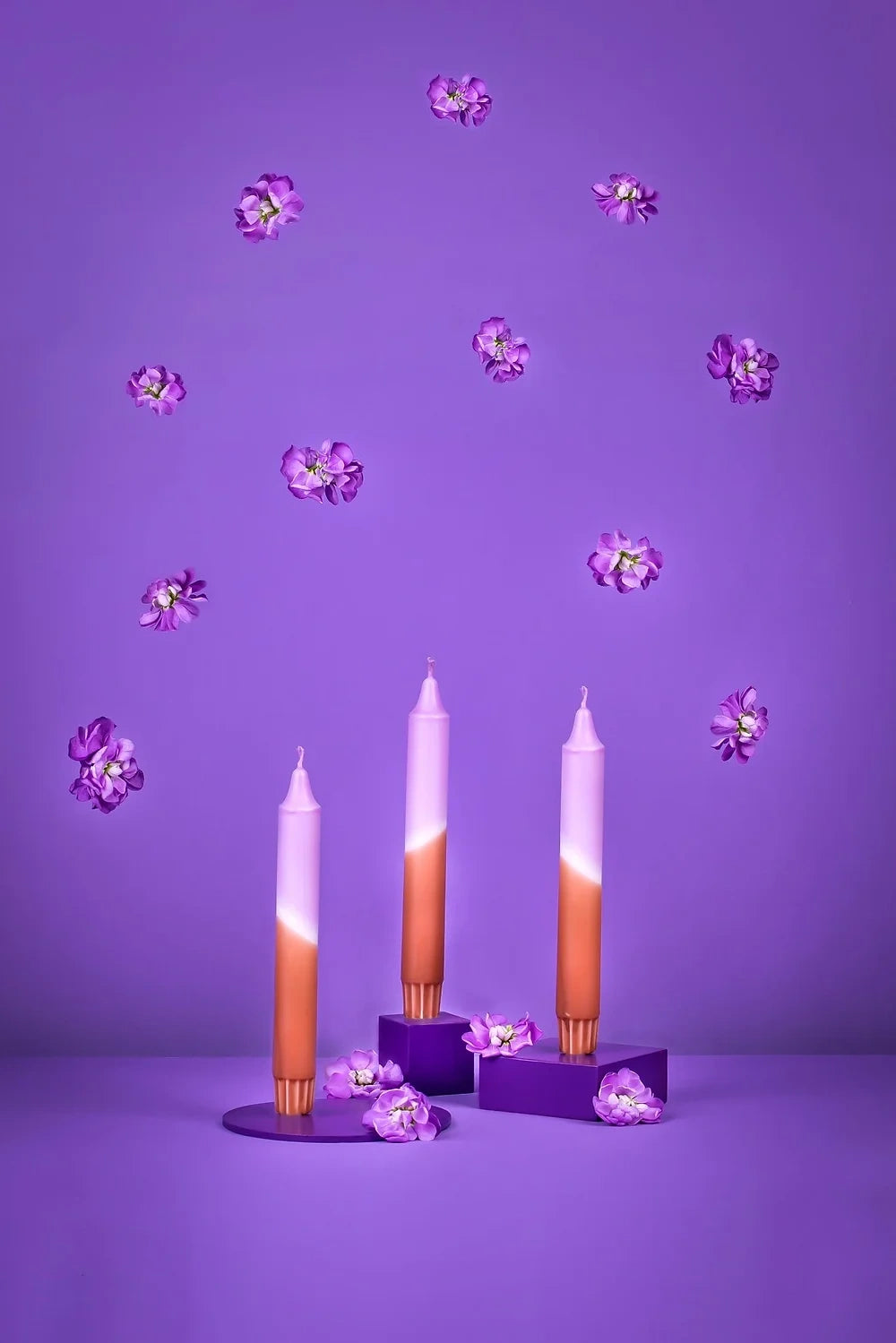 Dip Dye Stick Candle - Lavender/ Brown Combo