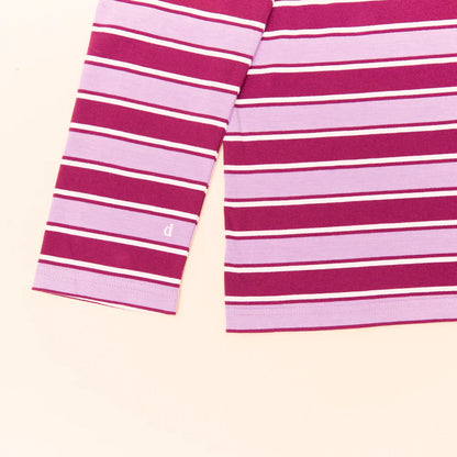 Organic Cotton Long Sleeve Shirt (Striped) in Aubergine/Pink
