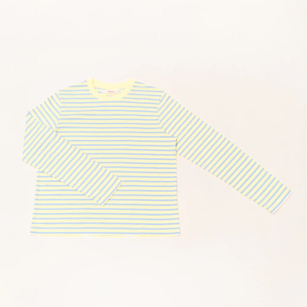 Organic Cotton Long Sleeve Shirt (Striped) in Yellow/Light Blue