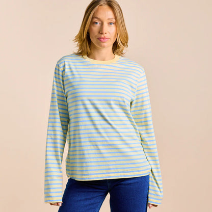 Organic Cotton Long Sleeve Shirt (Striped) in Yellow/Light Blue