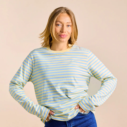 Organic Cotton Long Sleeve Shirt (Striped) in Yellow/Light Blue