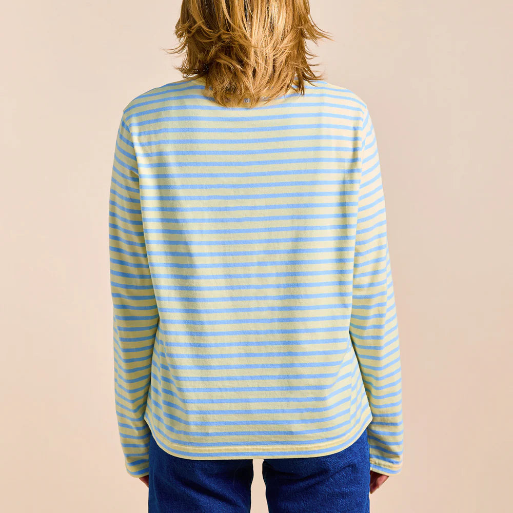 Organic Cotton Long Sleeve Shirt (Striped) in Yellow/Light Blue
