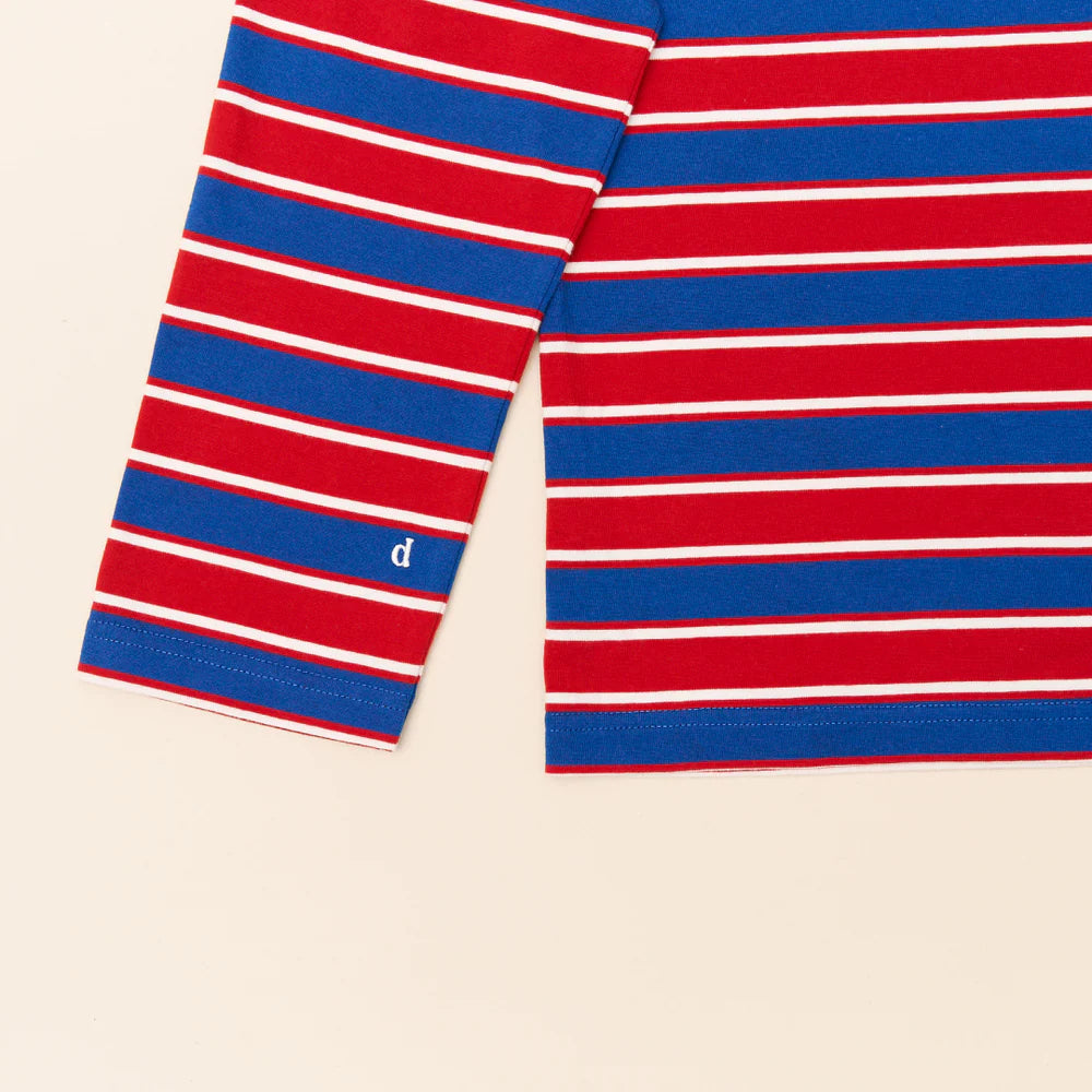 Organic Cotton Long Sleeve Shirt (Striped) in Red/Blue
