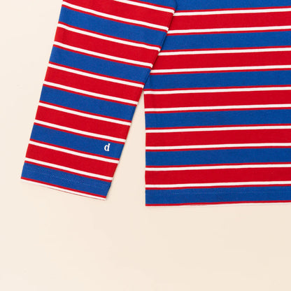 Organic Cotton Long Sleeve Shirt (Striped) in Red/Blue
