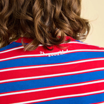 Organic Cotton Long Sleeve Shirt (Striped) in Red/Blue