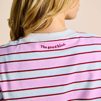 Organic Cotton Long Sleeve Shirt (Striped) in White/Pink