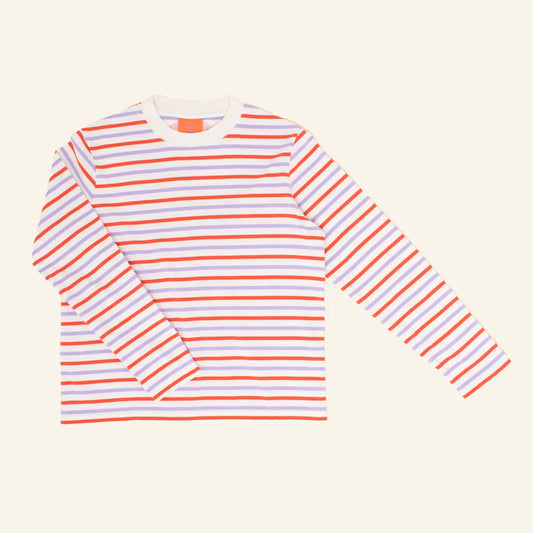 Organic Cotton Long Sleeve Shirt (Striped) in Pink/Lilac/Red