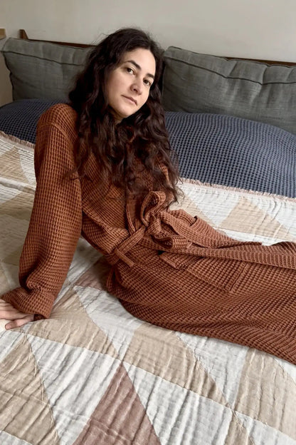 Pamuk Waffle Bathrobe – Terra 100% cotton