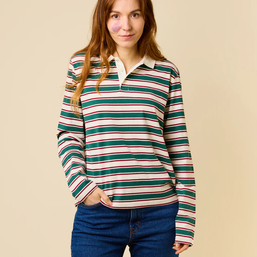 Langarmshirt (gestreift) aus Bio-Baumwolle in Pink/Rot