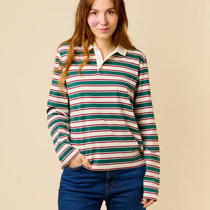 Langarmshirt (gestreift) aus Bio-Baumwolle in Pink/Rot