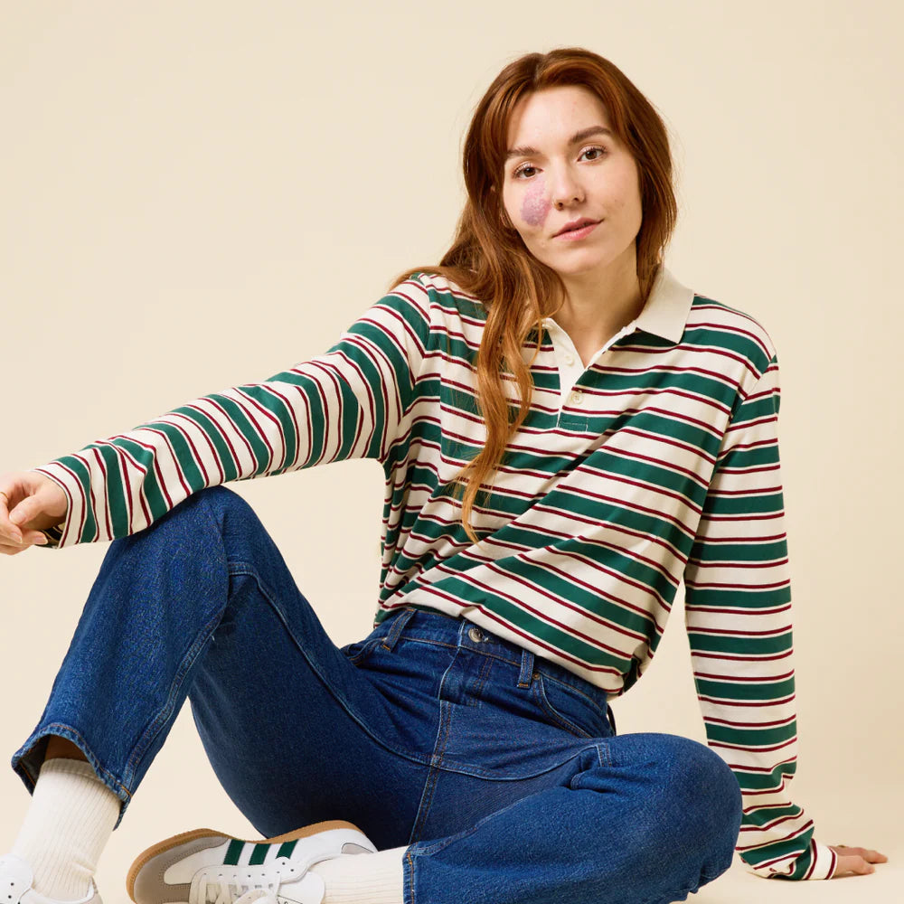 Langarmshirt (gestreift) aus Bio-Baumwolle in Pink/Rot