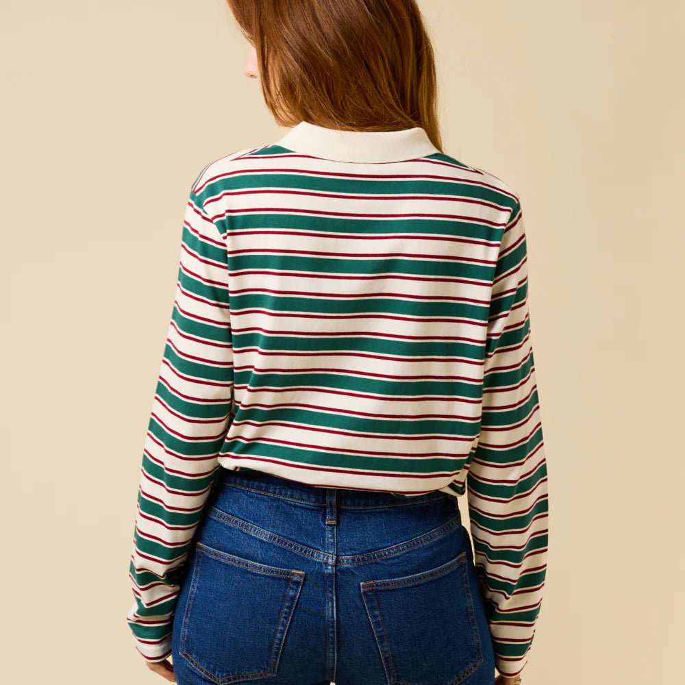 Langarmshirt (gestreift) aus Bio-Baumwolle in Pink/Rot