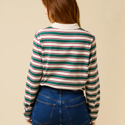 Langarmshirt (gestreift) aus Bio-Baumwolle in Pink/Rot