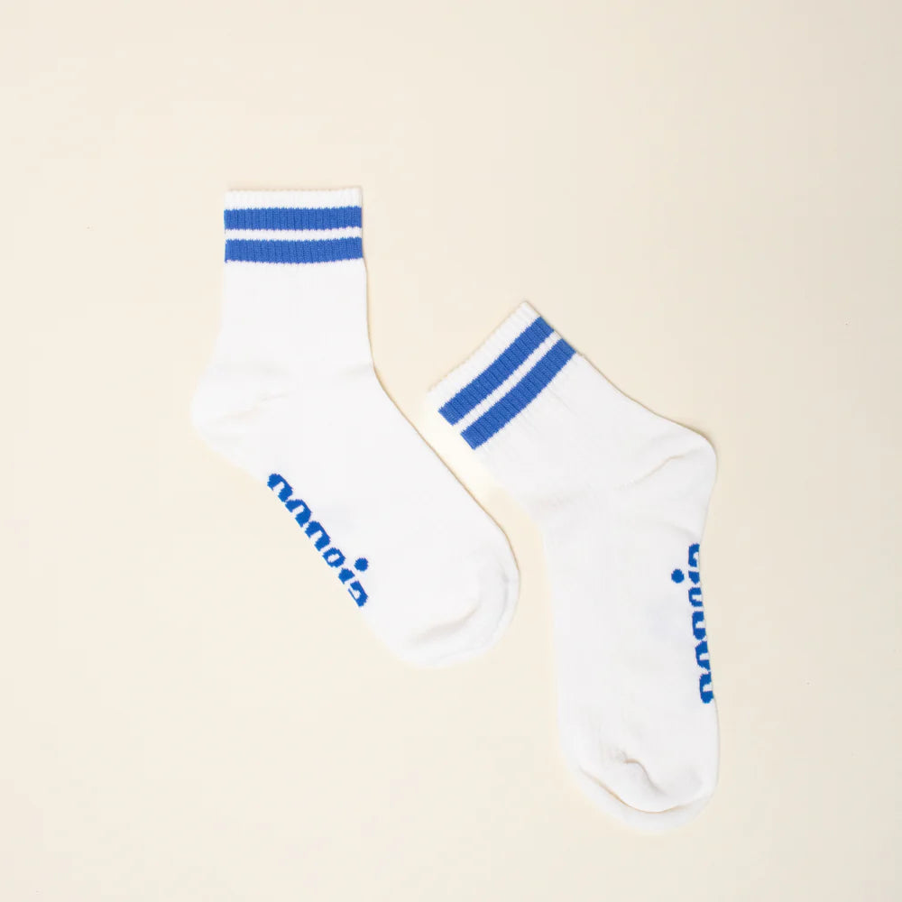 Organic Cotton Ankle Socks with Blue Stripes