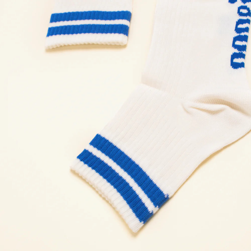 Organic Cotton Ankle Socks with Blue Stripes