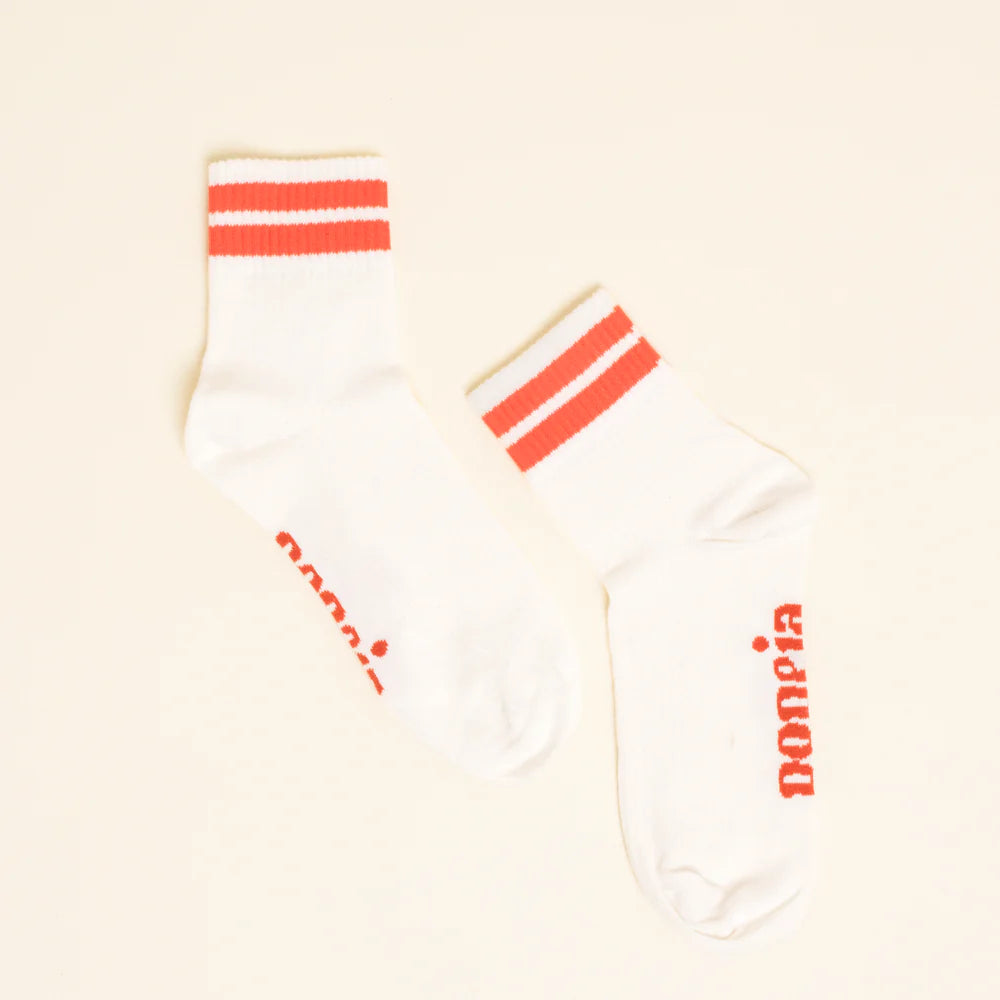 Organic Cotton Ankle Socks with Red Stripes