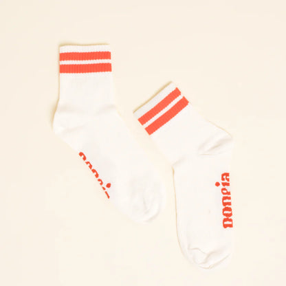 Organic Cotton Ankle Socks with Red Stripes