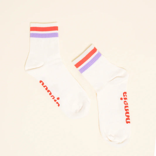 Organic Cotton Ankle Socks in Lilac/Red