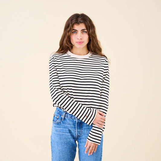 Organic Cotton Longsleeve Shirt (Striped) in Black/White