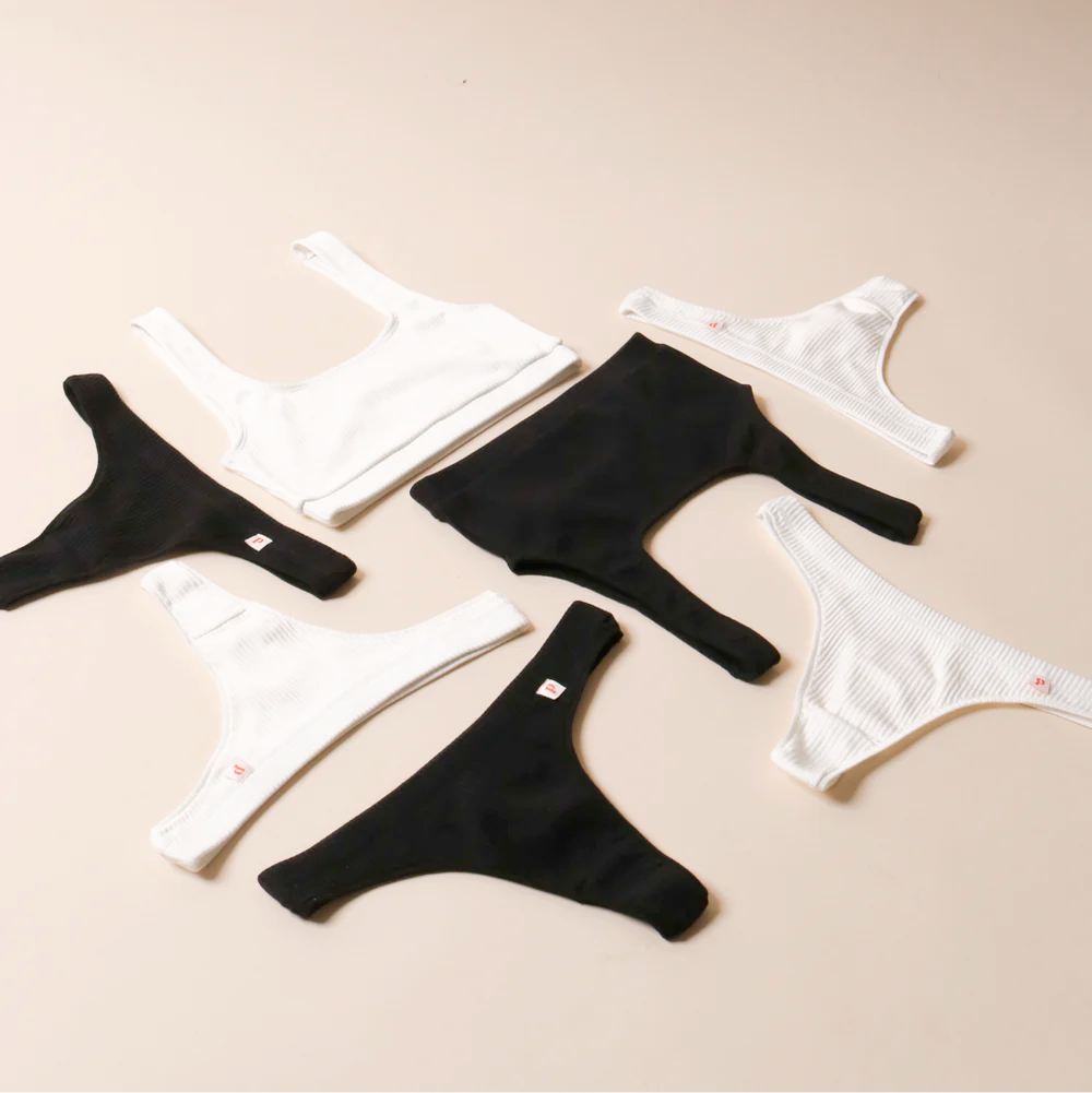 Comfy Bra & Slip Set in White & Black