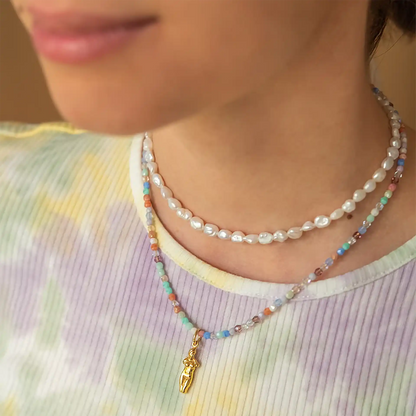 Rainbow Glass Beaded Necklace