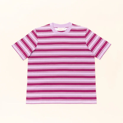 Organic Cotton T-Shirt (Striped) in Aubergine/Pink
