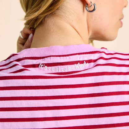 Organic Cotton T-Shirt (Striped) in Pink/Bordeaux