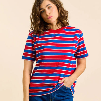 Organic Cotton T-Shirt (Striped) in Red/Blue