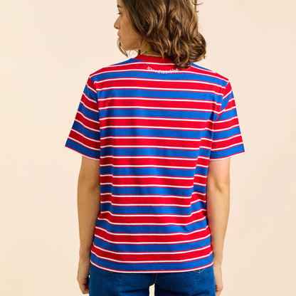 Organic Cotton T-Shirt (Striped) in Red/Blue