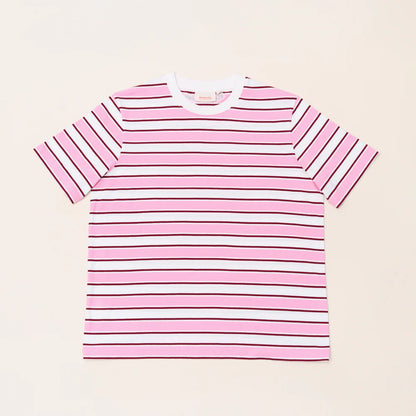 Organic Cotton T-Shirt (Striped) in White/Pink