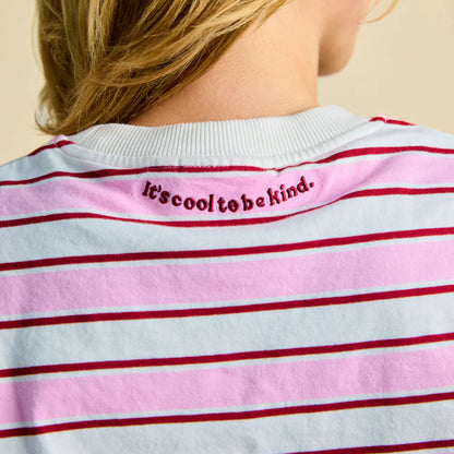 Organic Cotton T-Shirt (Striped) in White/Pink