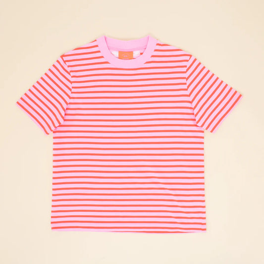 Organic Cotton T-Shirt (Striped) in Pink/Red