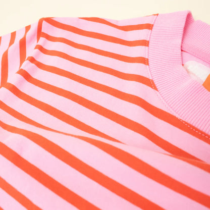 Organic Cotton Long Sleeve Shirt (Striped) in Pink/Red