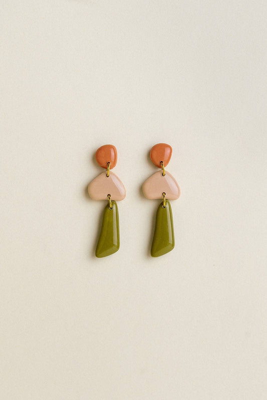 Earrings Luna - Coral / Blush / Moss