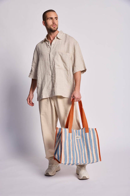 Claude tote bag orange and blue stripes