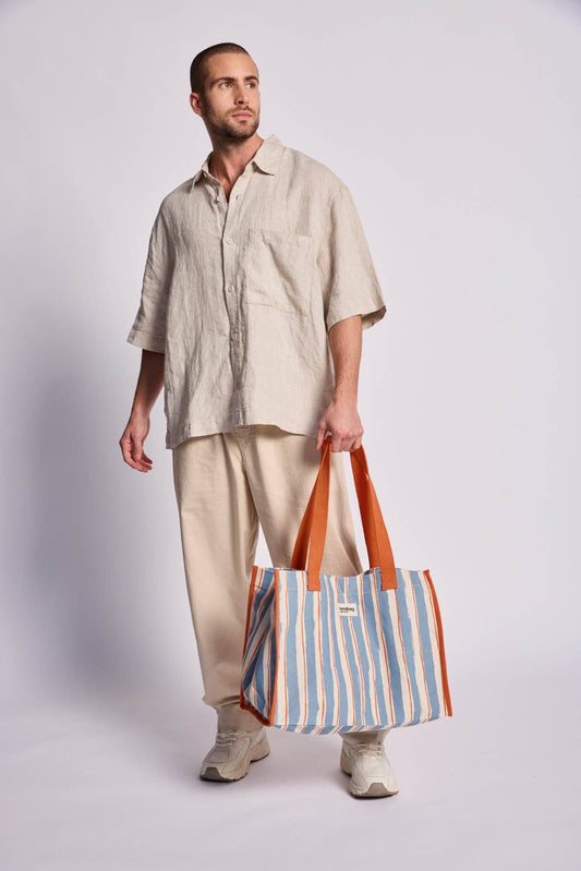 Claude tote bag orange and blue stripes