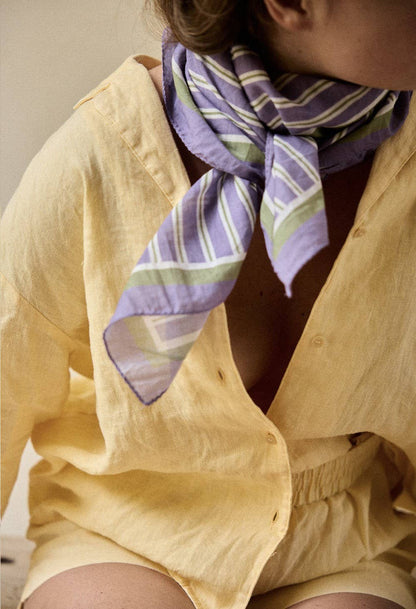 Purple Stripes Cotton Voile Scarf: PURPLE STRIPES