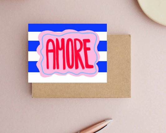 Amore Stripes postcard