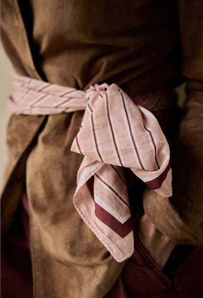 Vermilion Stripes Cotton Voile Scarf: RAYURES VERMILLON