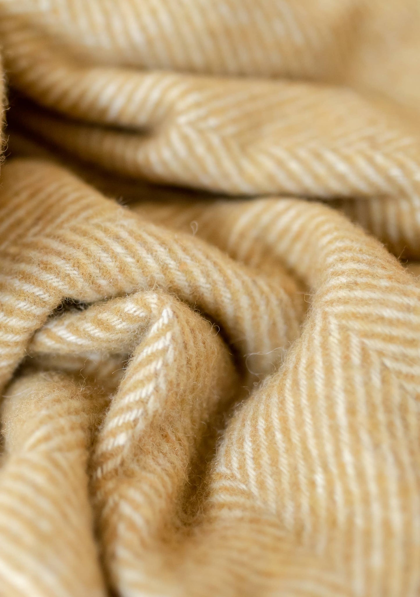 Recycled Wool Blanket in Mustard Herringbone